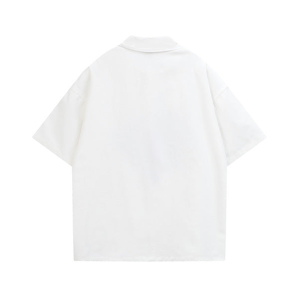 Gababa Unisex Black and White Hip-hop Style Oversized Collar Short-Sleeve Shirt G77016 (Plus Size M~2XL)