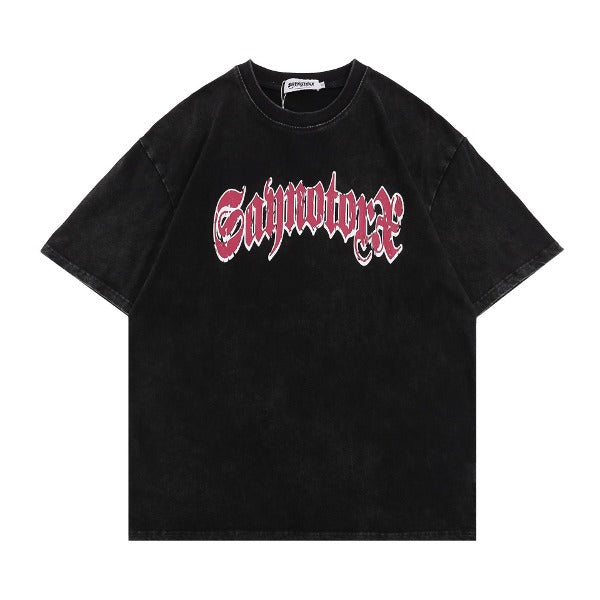 Gababa Unisex Hip Hop Fire Lettering Short Sleeve T-shirt G76852