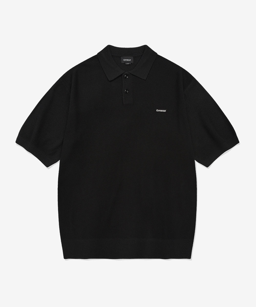 Covernat Collar Half Knit Black