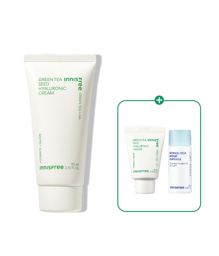 Innisfree [Large 80mL Tube] Green Tea Hyaluronic Cream (80mL)