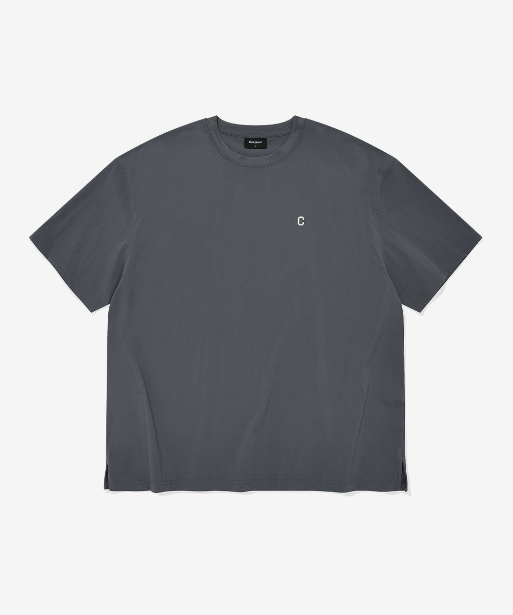 Covernat Small C Logo Nylon T-shirt Charcoal