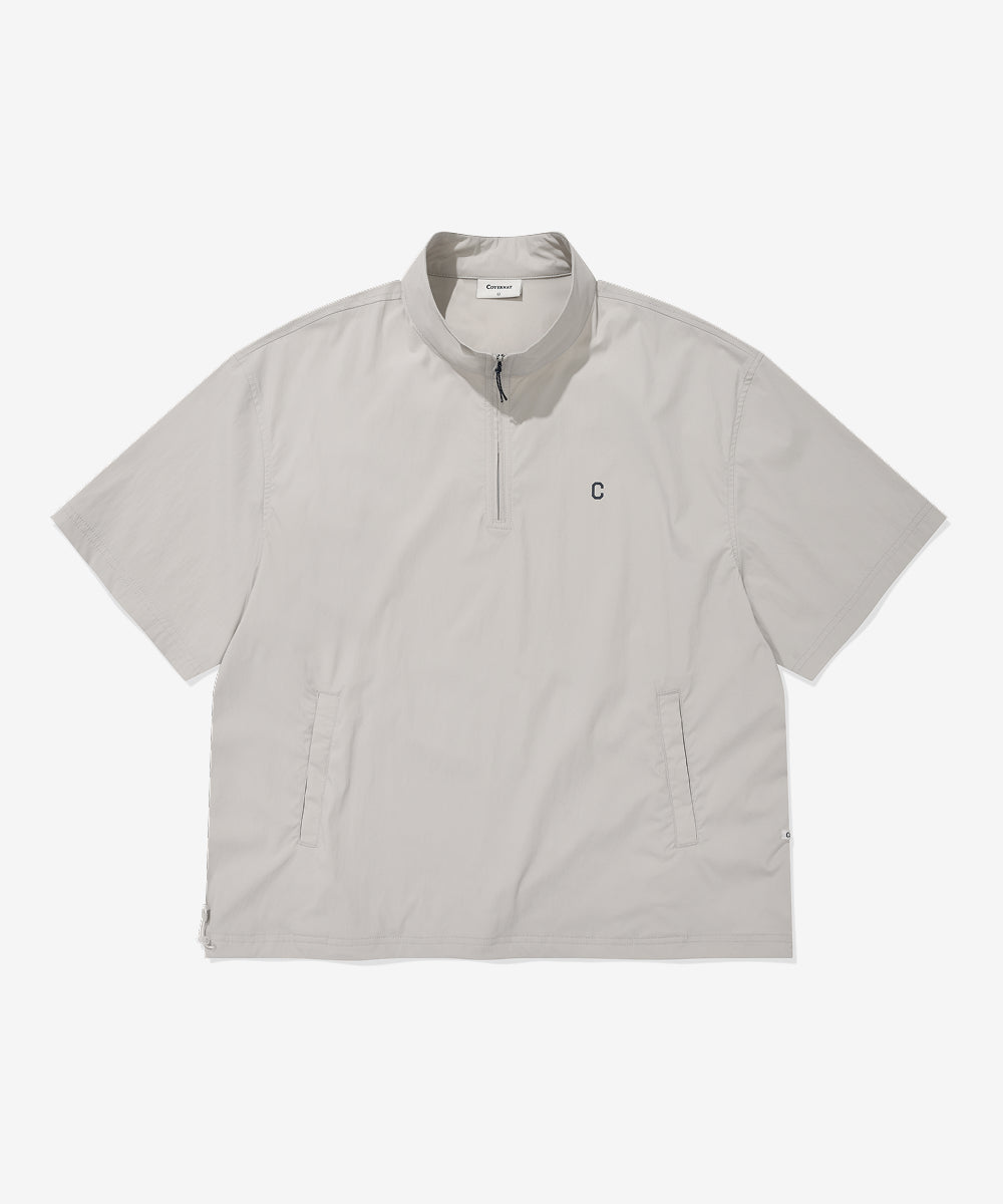 Covernat Nylon Half-Zip T-shirt Light Grey