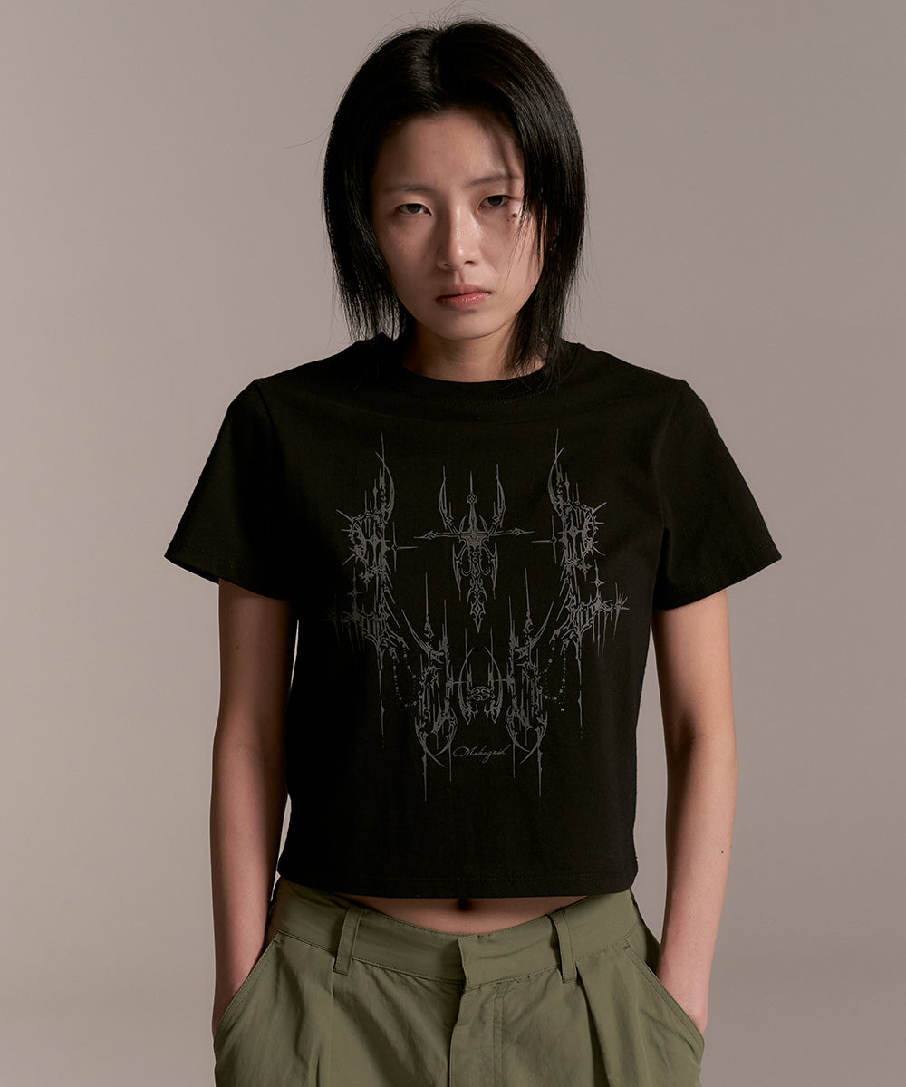 MAHAGRID TATTOO CROP TEE[BLACK]