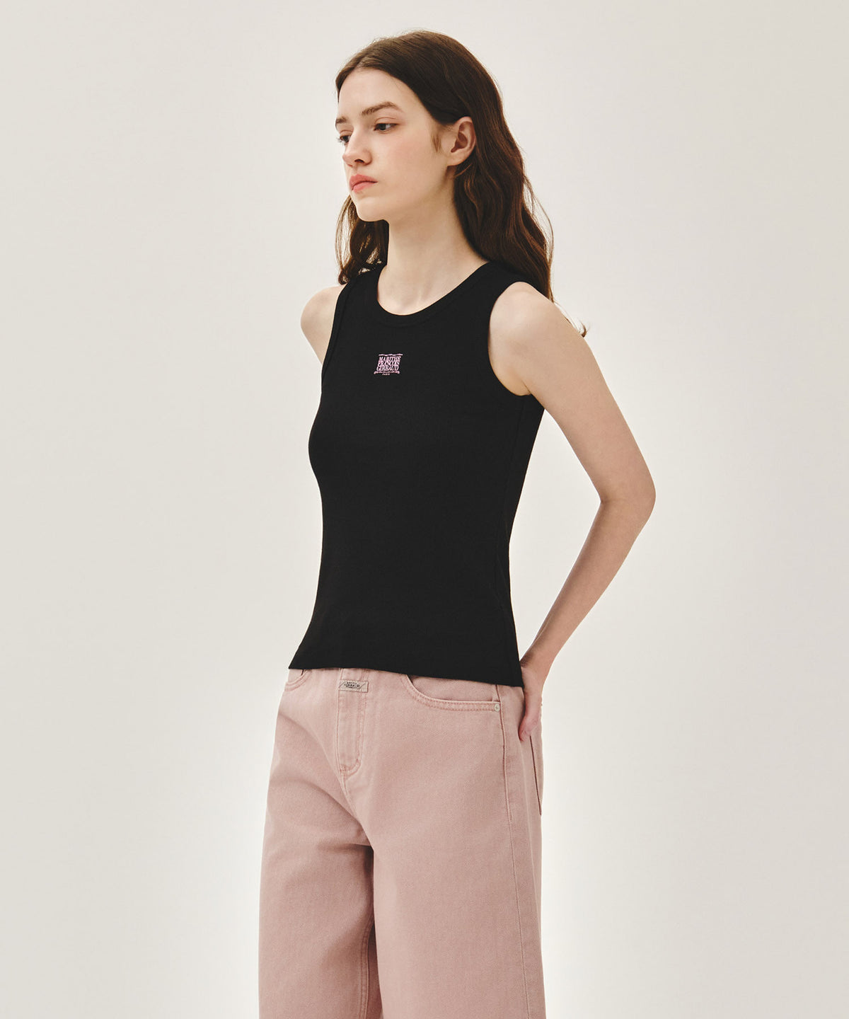 MARITHE [7/21 Scheduled Shipping] W RIBBON CLASSIC LOGO SLEEVELESS black