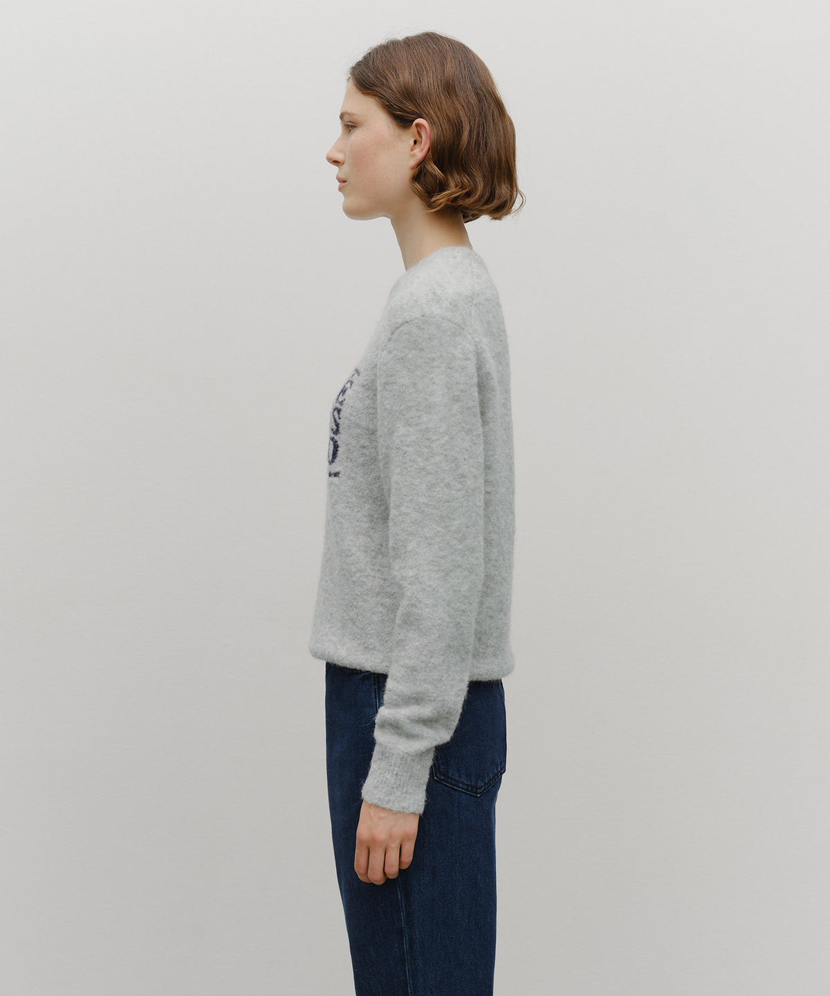 MARITHE OUCLE CLASSIC LOGO KNIT PULLOVER light gray