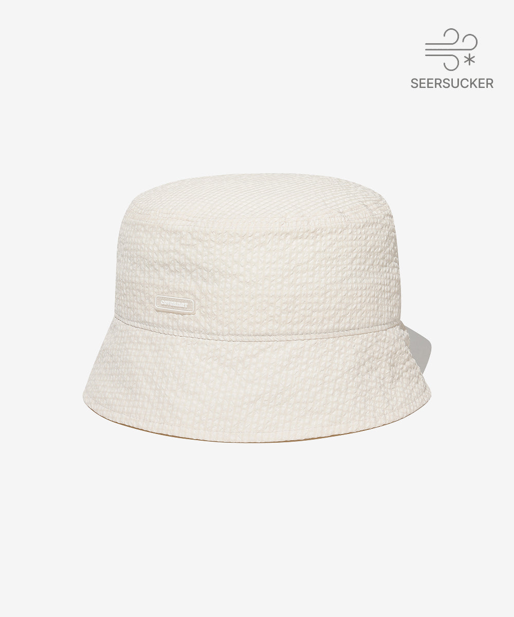 Covernat Women's Seersucker Bucket Hat Ivory