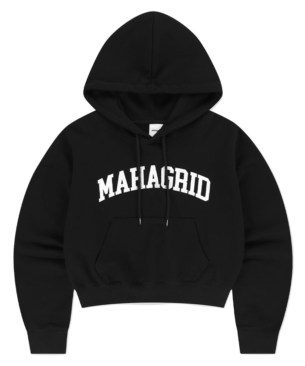MAHAGRID VITY LOGO CROP HOODIE [BLACK]