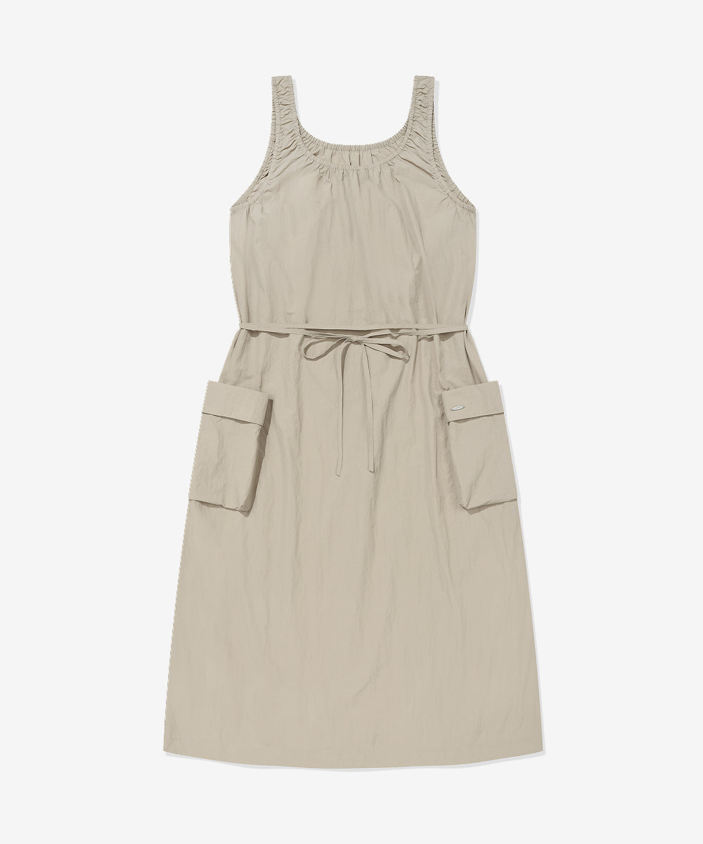 Covernat Women's Cargo Pocket Sleeveless Dress Sand