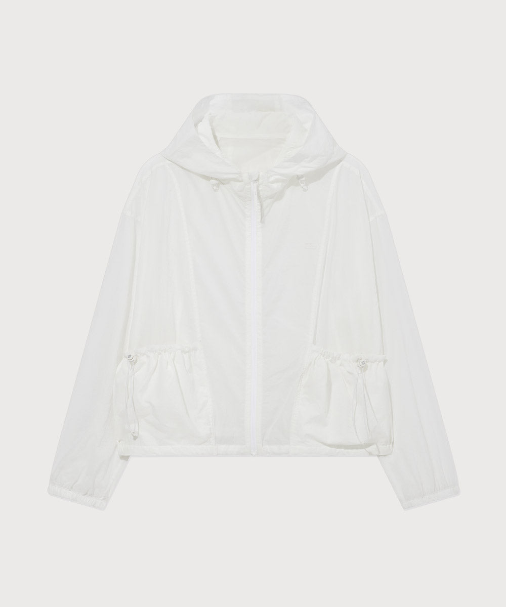 Covernat Women's Sheer Ruched Nylon Jacket White