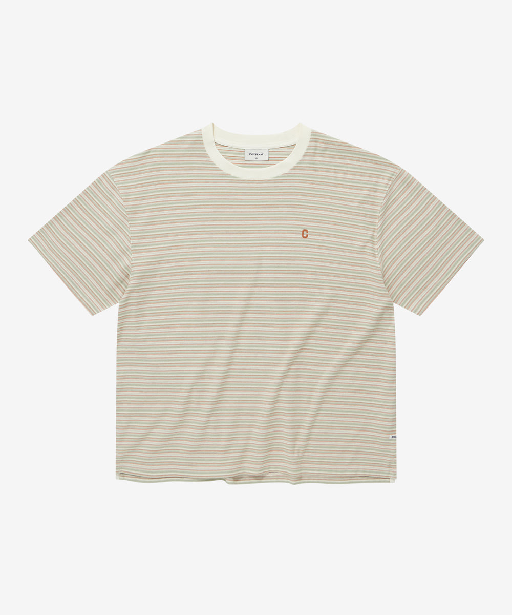 Covernat [Subin Worn] Multi Stripe T-shirt Ivory