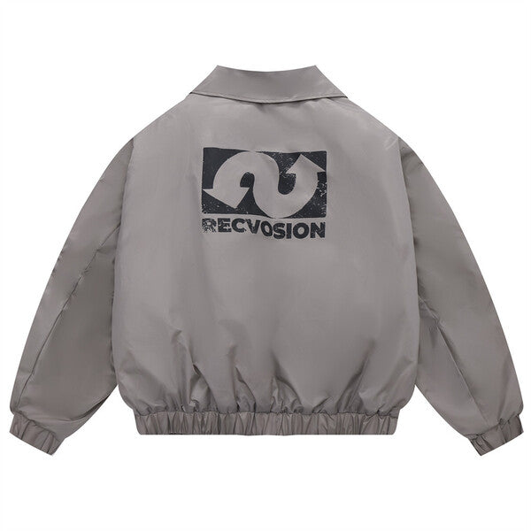 Gababa Unisex Oversized Street Zip-up Jacket with Unique Back Print G78212 (Plus Size M ~ XL)