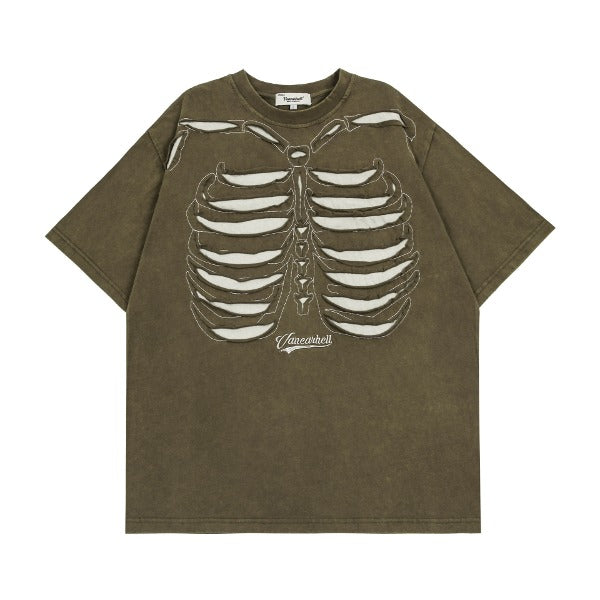 Gababa [High Demand] Unisex Casual Bone Oversized Short Sleeve T-shirt G77218 (Plus Size M~2XL)