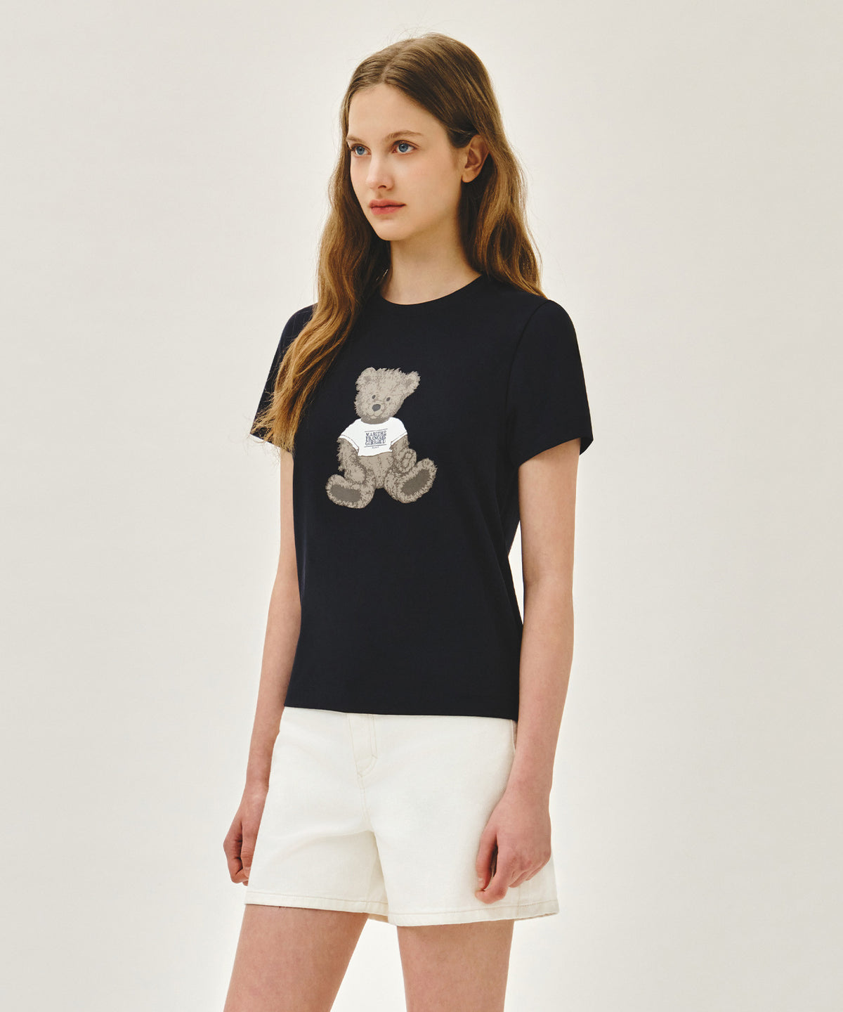 MARITHE W DOODLE BEAR TEE navy