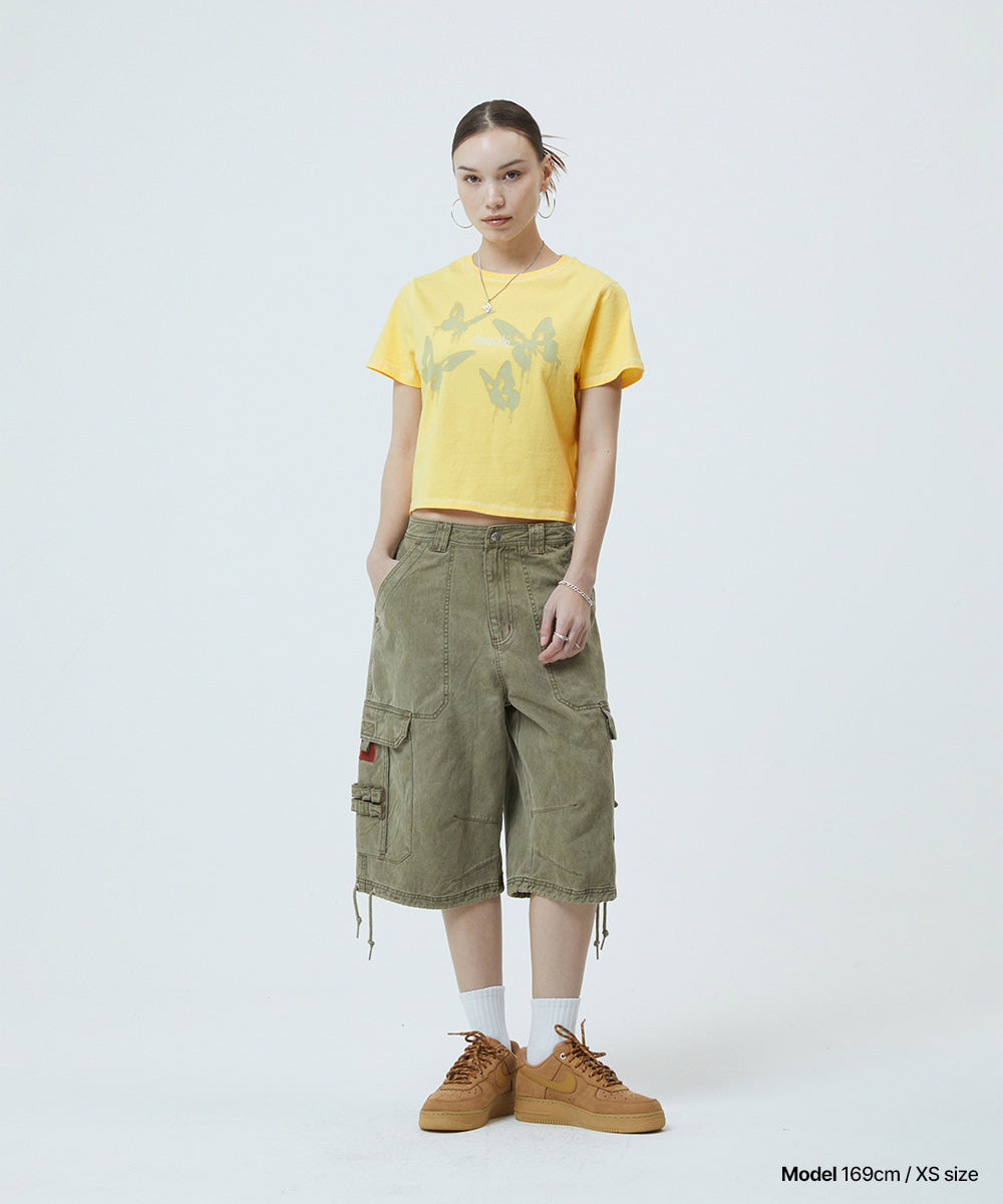 MAHAGRID PIGMENT BUTTERFLY GOTH CROP TEE[IVORY]