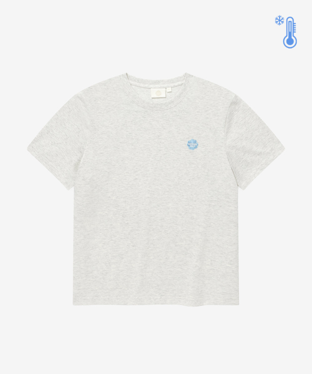 Covernat Women's Cool Cotton Small Clover Heart T-shirt Oatmeal