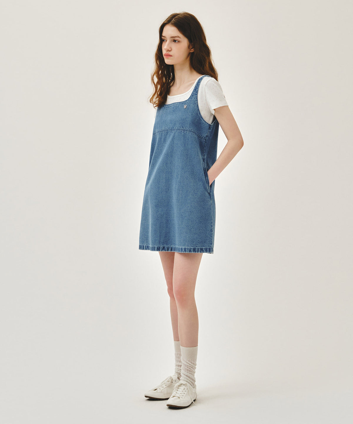MARITHE W DENIM SLEEVELESS DRESS light blue