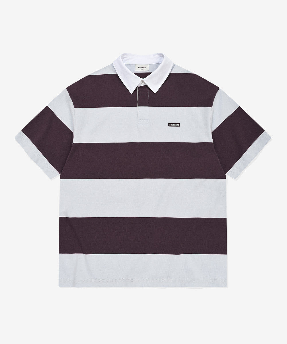 Covernat [7/8 Shipped Sequentially] Stripe Rugby Polo Shirt Purple