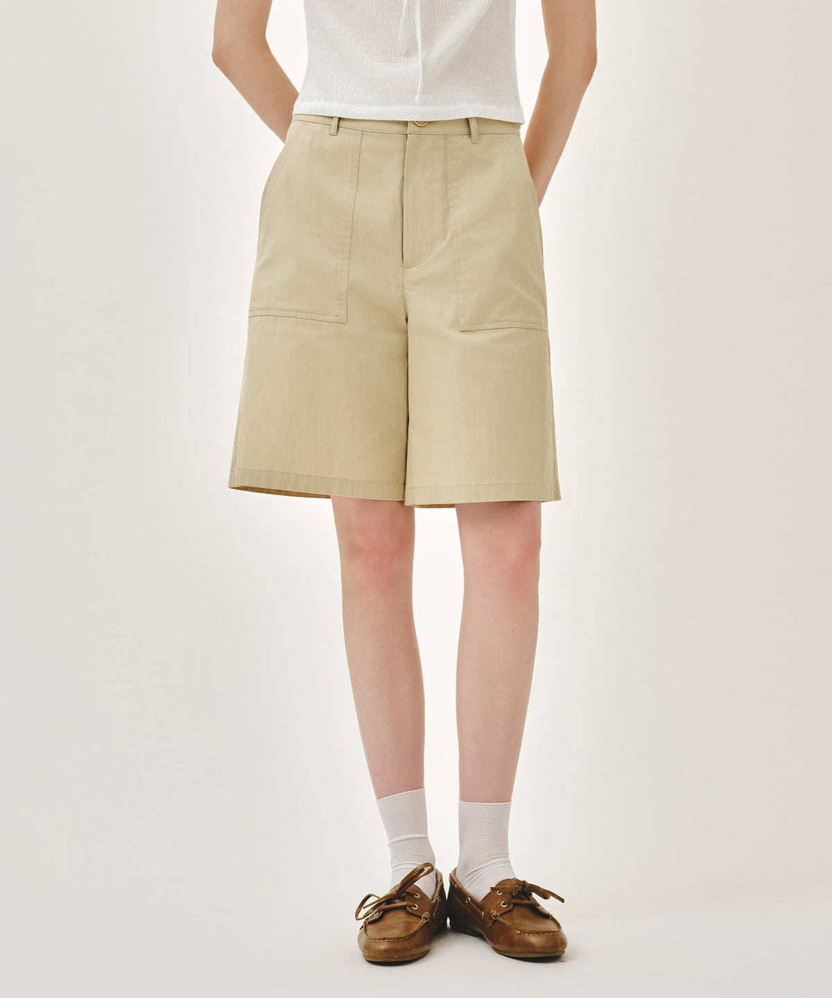 MARITHE W BERMUDA HALF PANTS beige