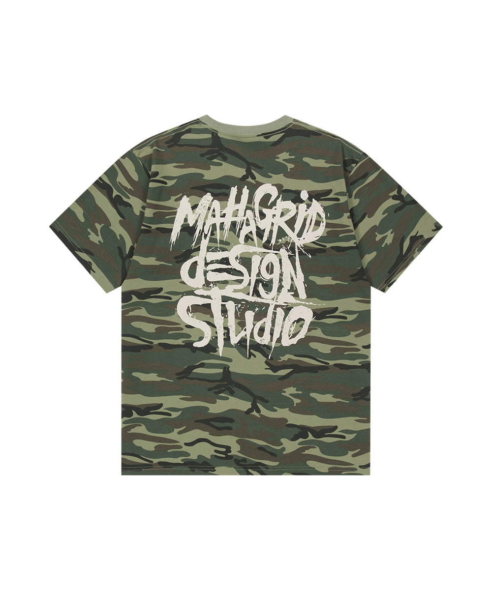 MAHAGRID CAMO PATTERN SLASH LOGO TEE [GREEN]