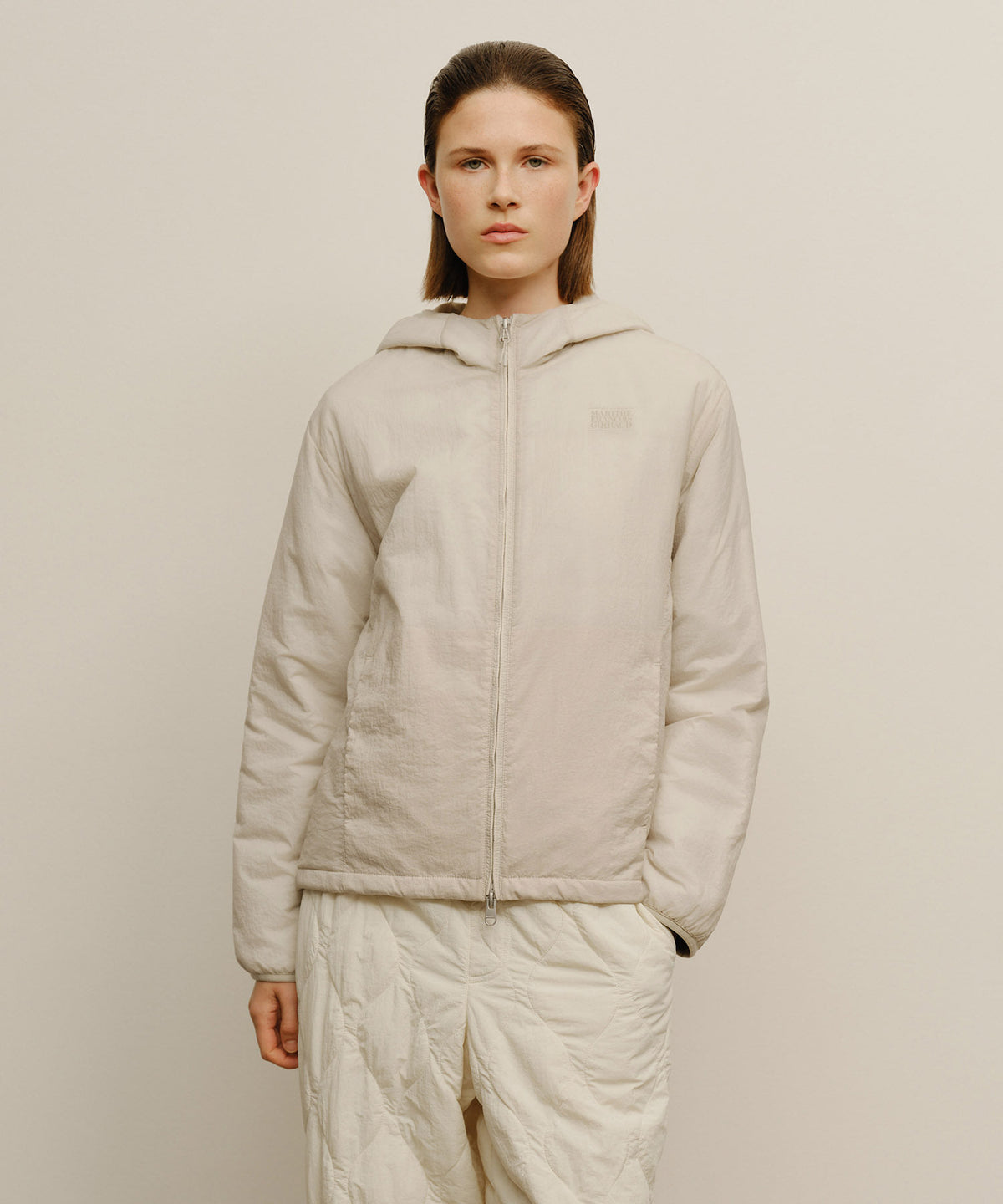 MARITHE SPORT HOODED PADDED JACKET light beige