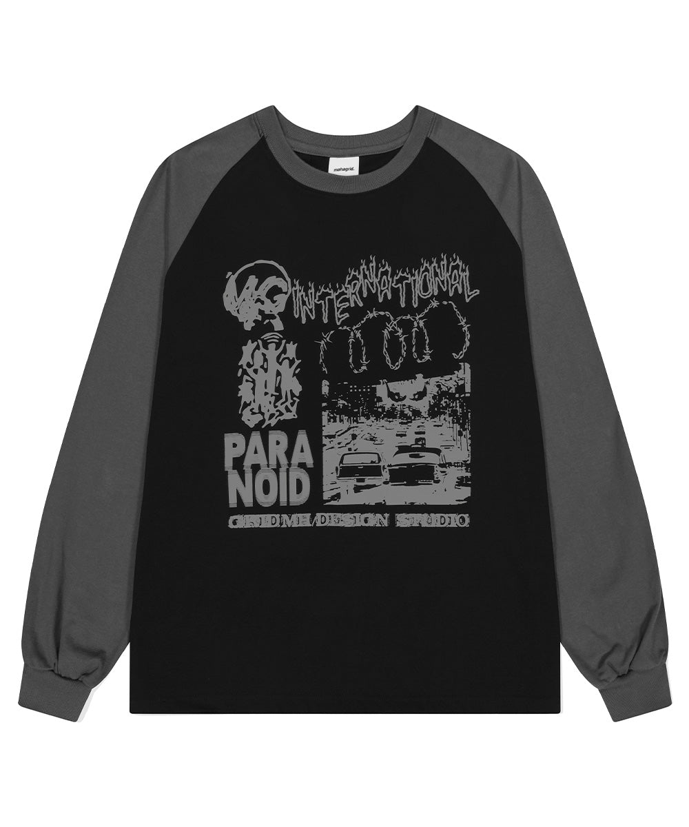 MAHAGRID INTERNATIONAL RAGLAN LS TEE[BLACK]