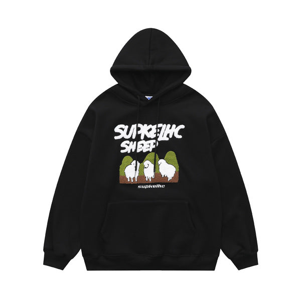 Gababa [Best Seller] Unisex Sheep Printing Initial Hoodie G77420