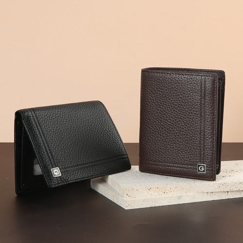Bagstay YB3609A Natural Cowhide Simple Modern Men's Medium Wallet