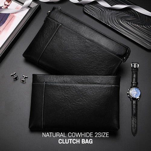 Bagstay B280C Natural Leather 2-size Stitch Clutch Handbag