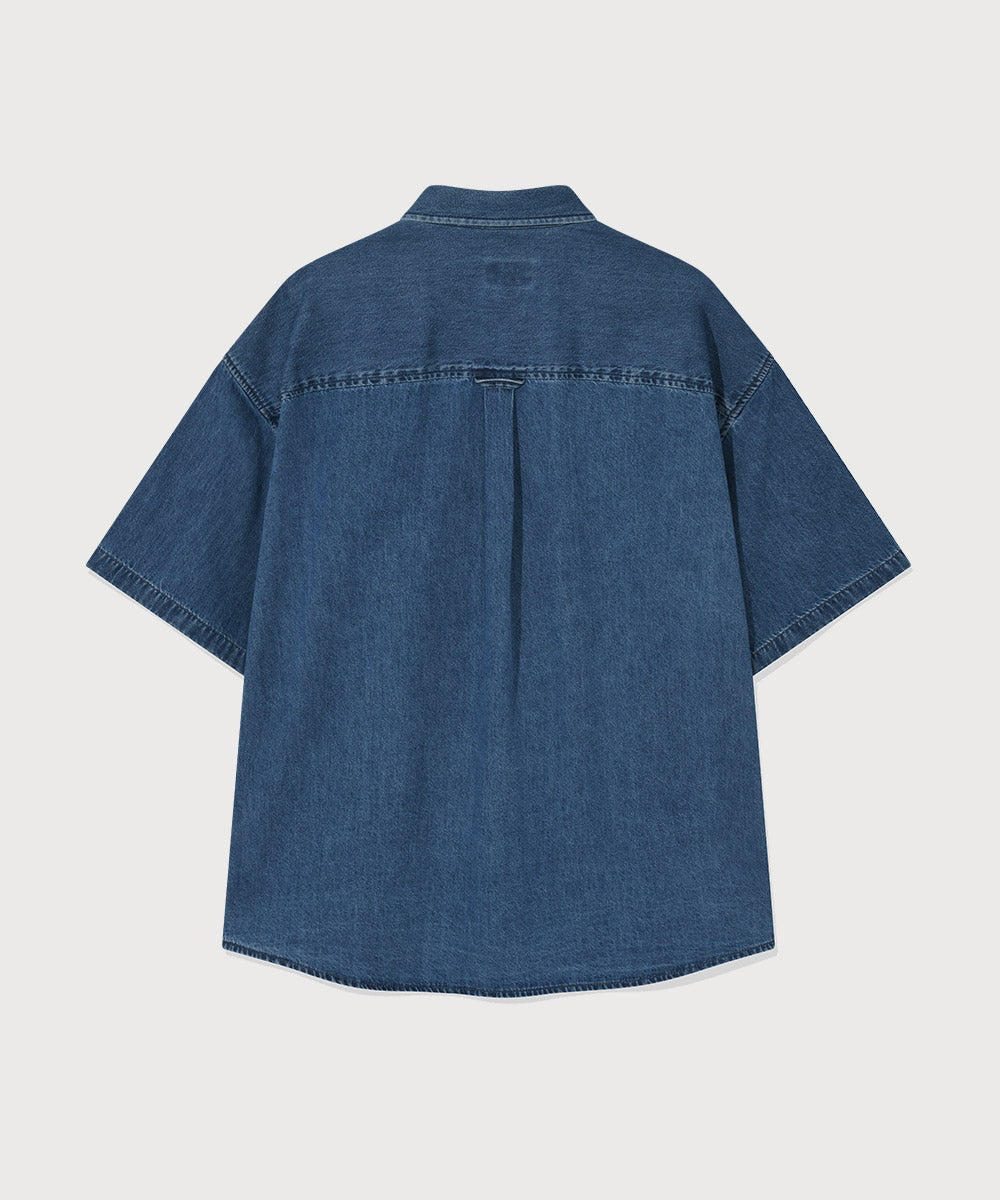 Covernat C Logo Denim Half Shirt Blue