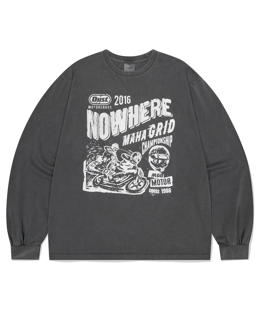 MAHAGRID DUST MOTORCROSS PIGMENT LS TEE [CHARCOAL]