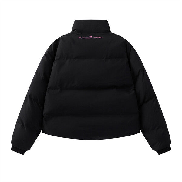 Gababa [High Demand] Women's Black and Pink Lettering Short Padded Jumper G78102