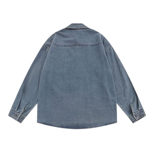 Gababa Unisex Street Style Point Oversfit Denim Long Sleeve Shirt G77521 (Plus Size M~XL)