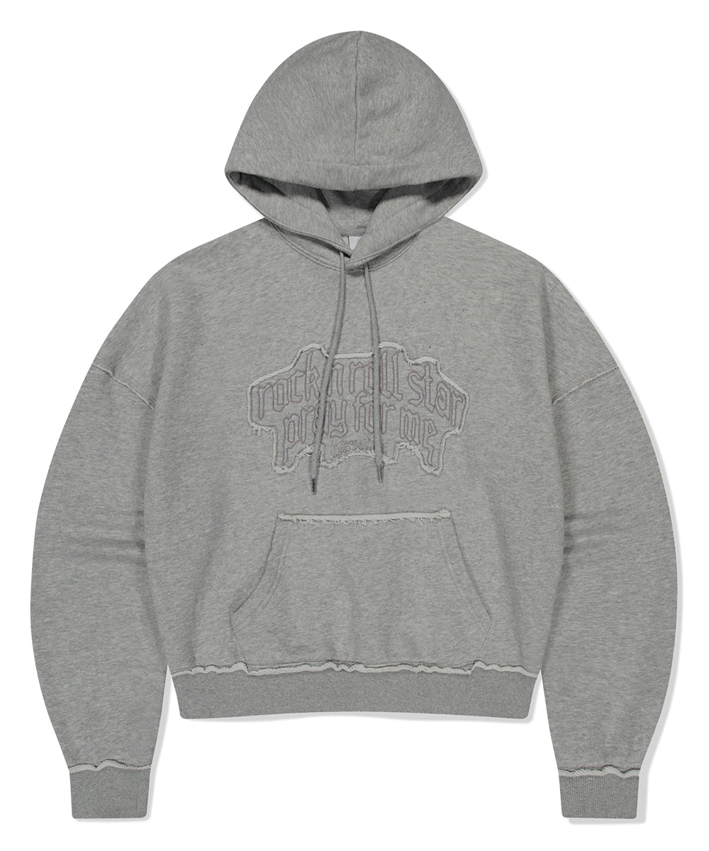MAHAGRID RAW CUT PRAY CROP HOODIE [GREY]