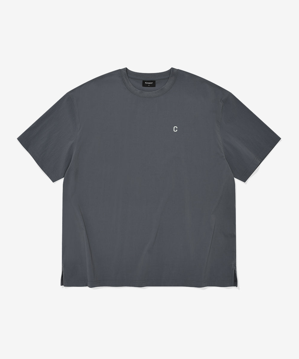 Covernat Small C Logo Nylon T-shirt Charcoal
