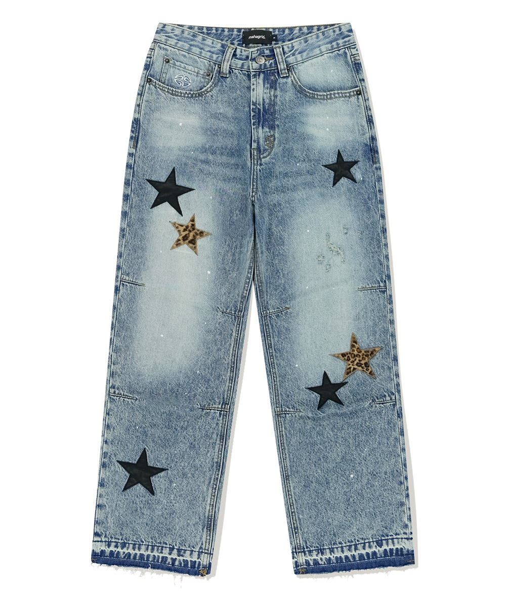 MAHAGRID STAR FLARED DENIM PANT[LIGHT BLUE]