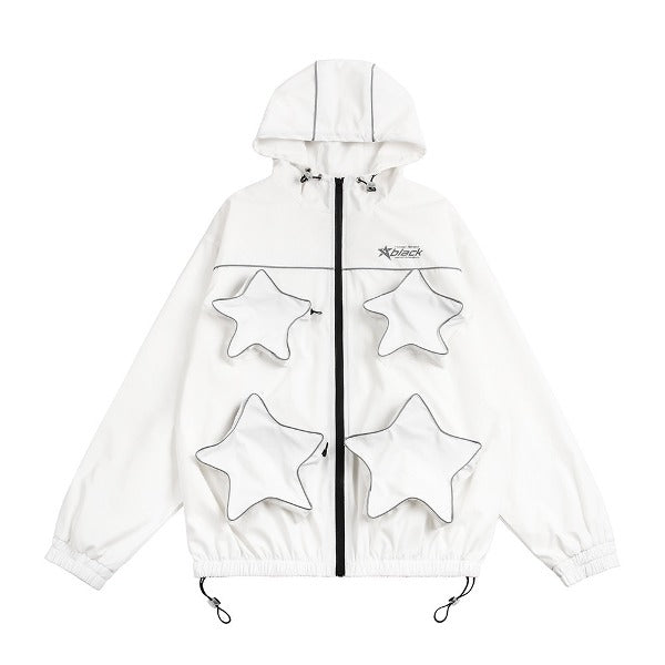 Gababa Unisex Oversized Hood Jacket with 3D Star Detail G77749