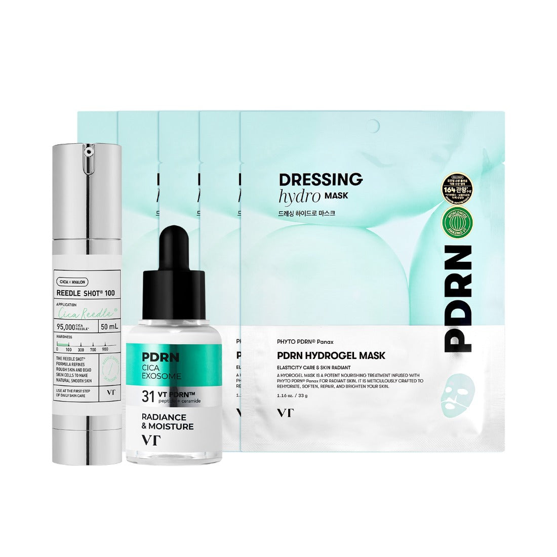 VT Cosmetics [Glow Routine] Reedle Shot 100 + R5 Firmming Ampoule + PDR Hydrogel Mask (5pcs)