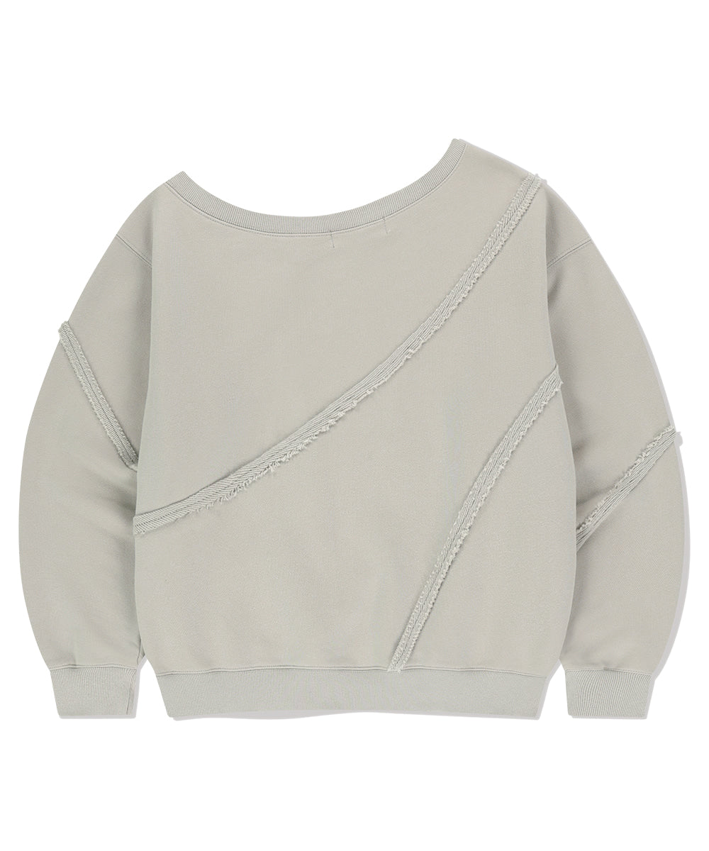 MAHAGRID ONE SHOULDER CUT SWEATSHIRT [BEIGE]