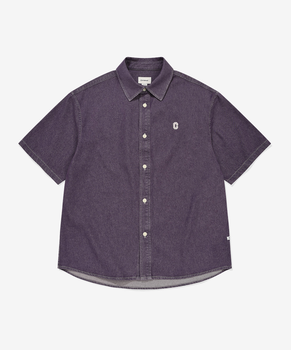 Covernat C Logo Denim Half Shirt Purple