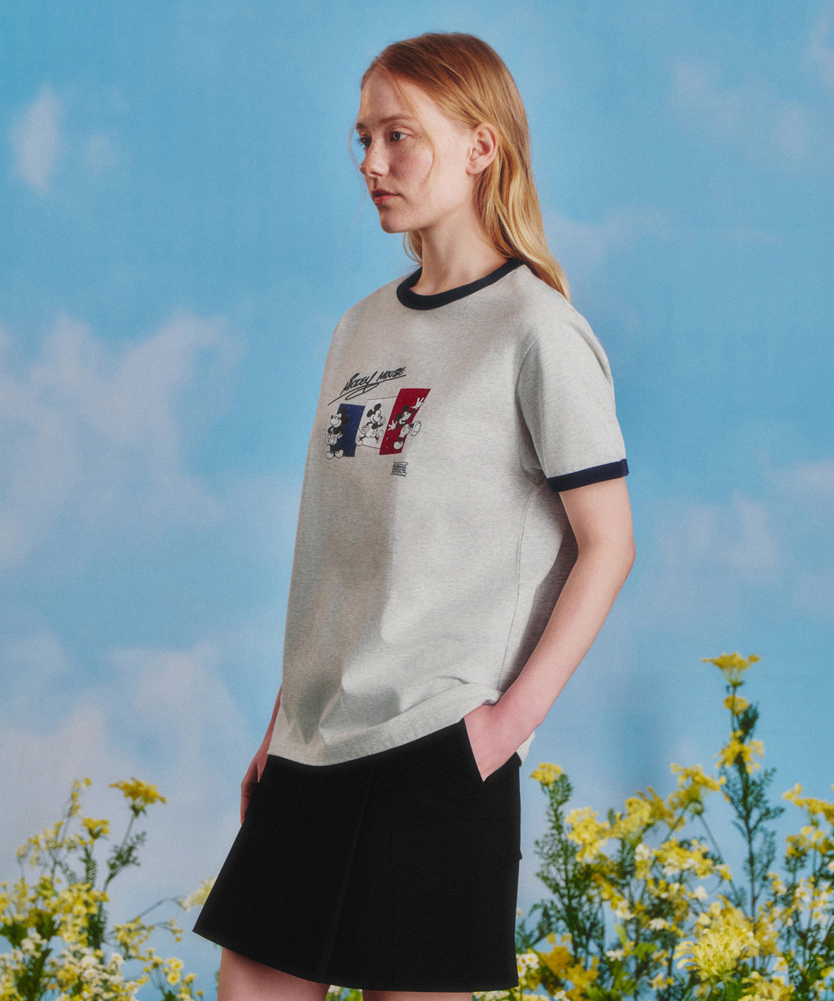 MARITHE [MARITHE_DISNEY] MICKEY_FRENCH RINGER TEE light heather gray