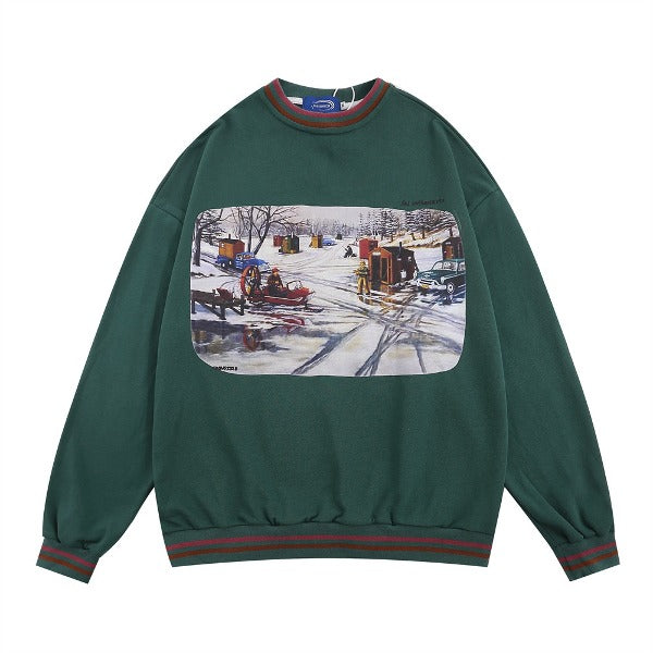 Gababa Unisex Oversized Long-Sleeve T-shirt with Street Graphic G77818 (Plus Size M~XL)