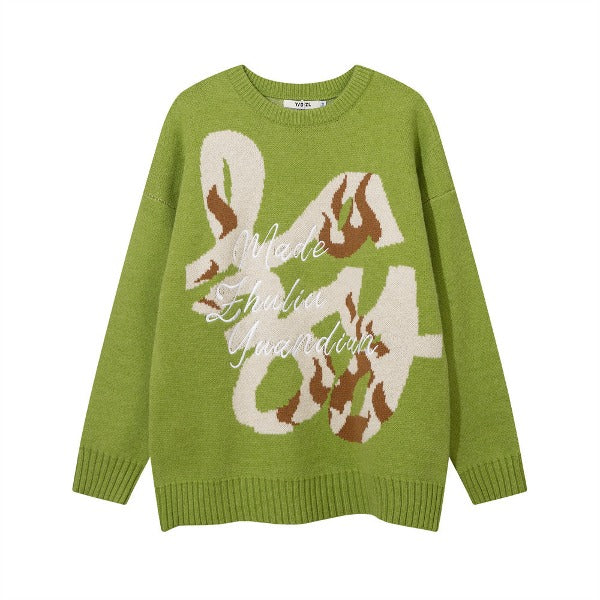 Gababa Unisex Front Big Point Long Sleeve Knit G78193 (Plus Size M~2XL)