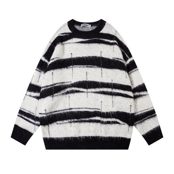 Gababa Unisex Daily Colorblock Round Neck Long Sleeve Sweater G78190 (Plus Size S~2XL)