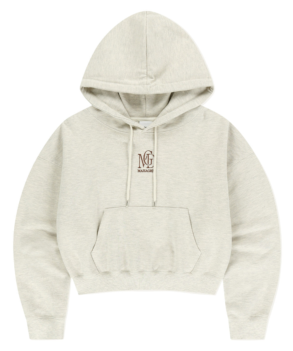 MAHAGRID MGD SERIF LOGO CROP HOODIE [OATMEAL]