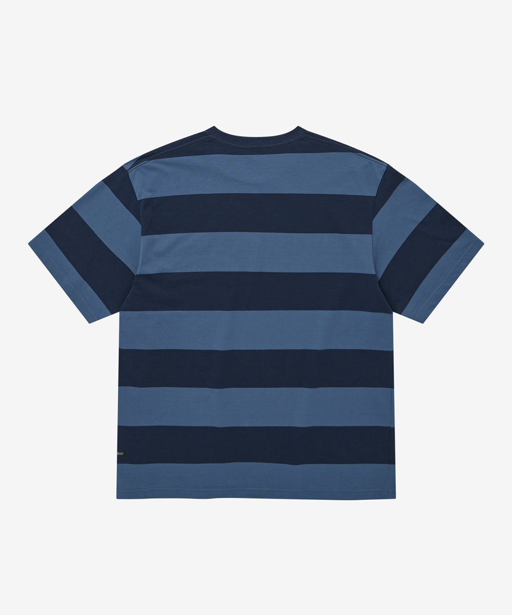 Covernat Stripe Rugby Round T-shirt Dark Navy
