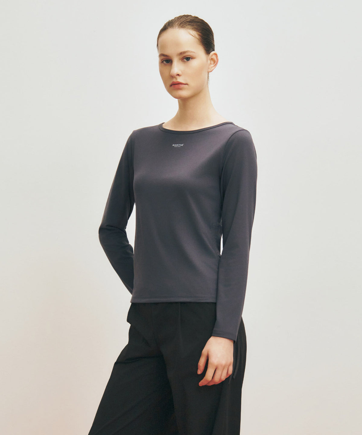 MARITHE SPORT W ATHLEISURE LONG SLEEVE charcoal