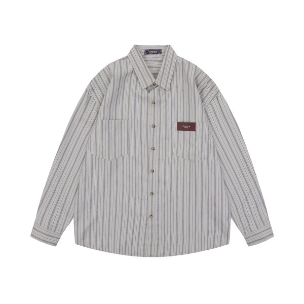 Gababa Unisex Daily Overfit Collar Long-Sleeve Shirt G77365 (Plus Size M~2XL)