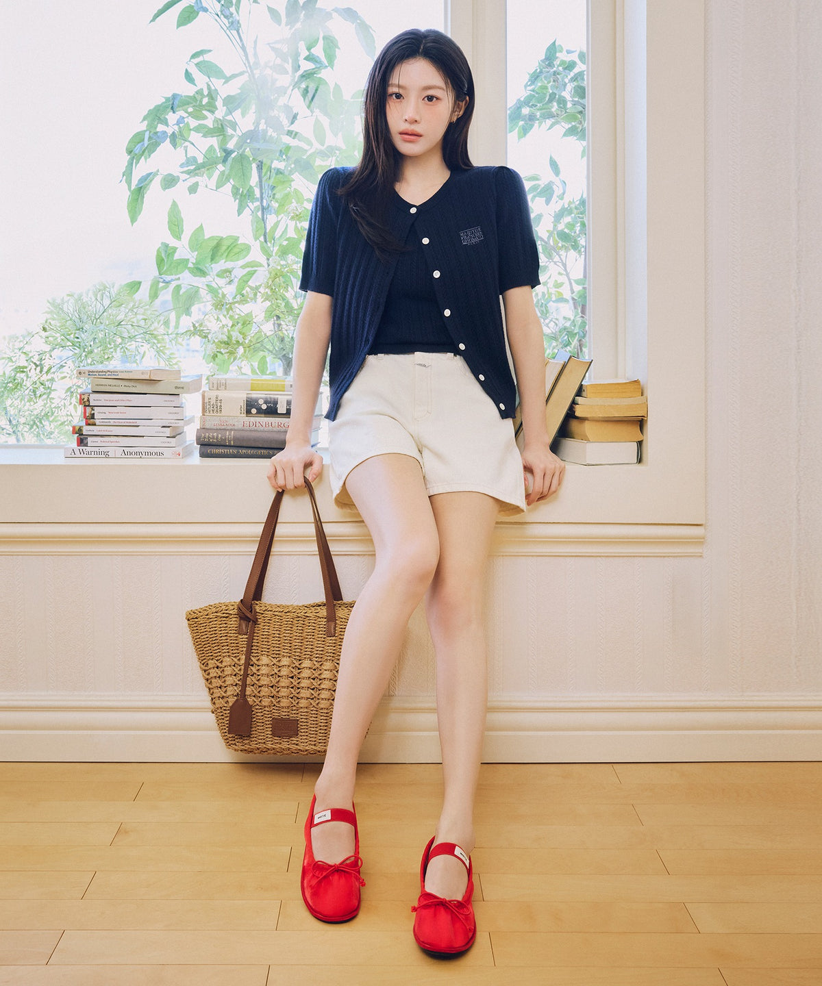 MARITHE W DENIM SHORTS ecru