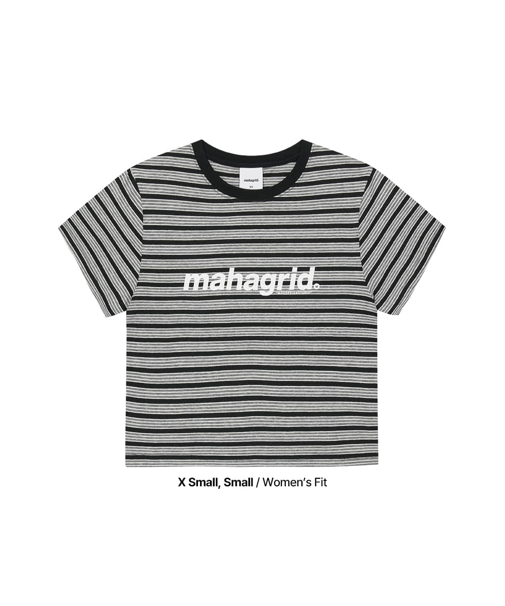 MAHAGRID STRIPE BASIC LOGO TEE[GREY]