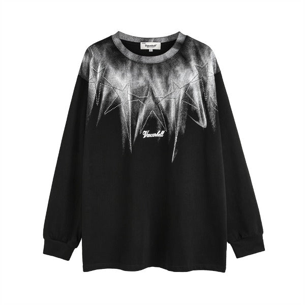 Gababa Unisex Oversized Long-Sleeve T-shirt with Five Stars G77739 (Plus Size M~2XL)